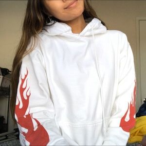 Brandy Melville Flame White Hoodie